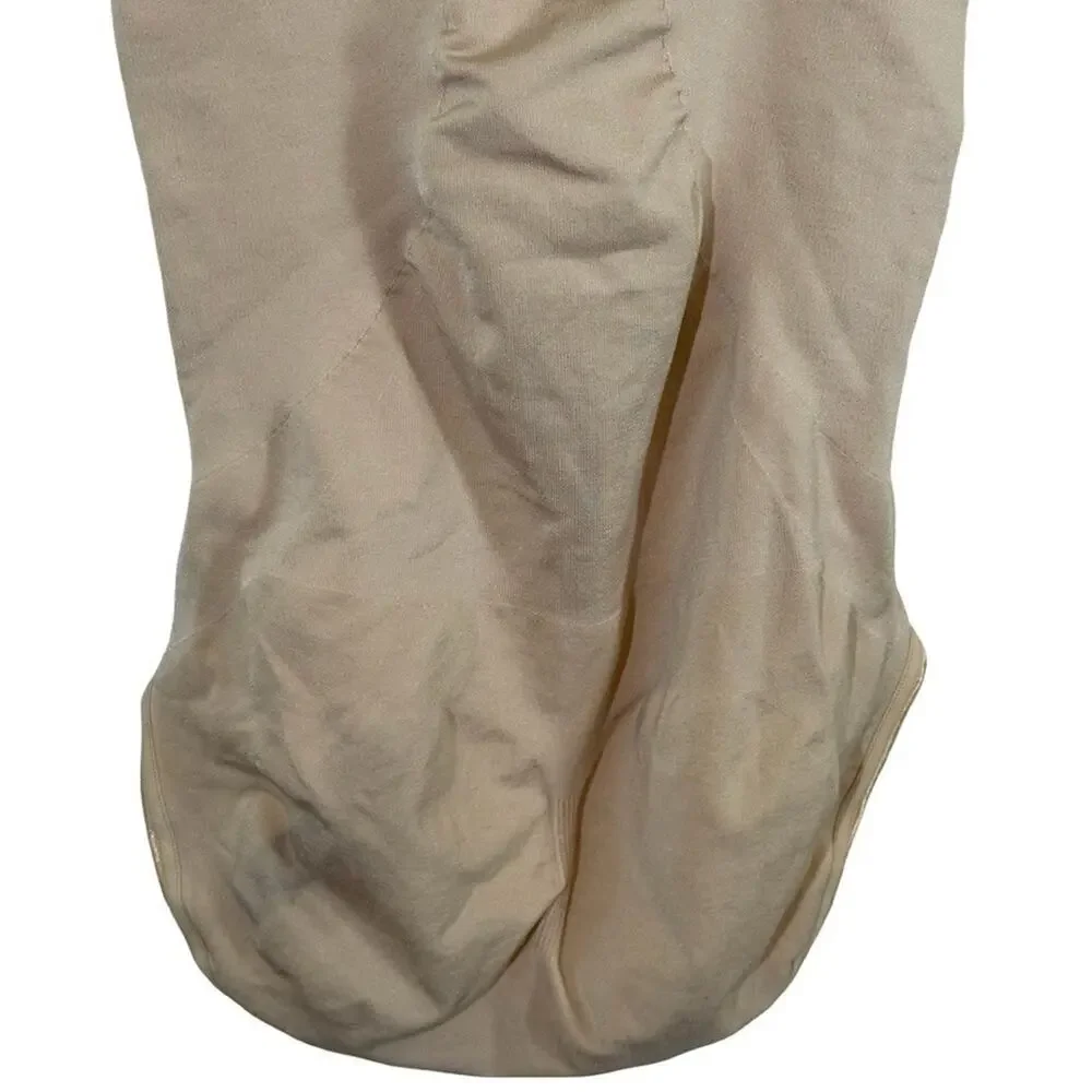 Assets by Spanx Shaping Open-Bust Bodysuit Beige Style 10247R Shaper Shapewear L